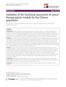 Validation of the functional assessment of cancer therapy-gastric module for the Chinese population