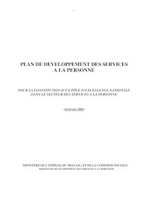 Plan de développement des services à la personne  : Pour la constitution d un pôle d excellence nationale dans le secteur des services à la personne