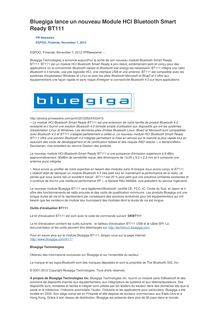 Bluegiga lance un nouveau Module HCI Bluetooth Smart Ready BT111