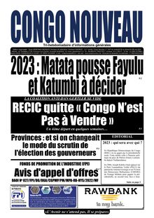 Congo Nouveau N° 1647 - Du 06 au 08 mai 2022