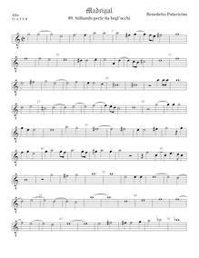 Partition ténor viole de gambe 1, octave aigu clef, Madrigali a 5 voci, Libro 7