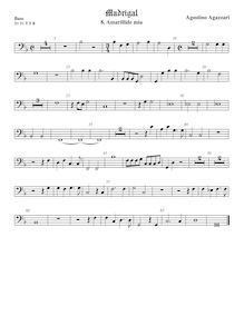 Partition viole de basse, Madrigali a 5 voci, Libro 2, Agazzari, Agostino
