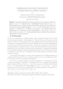 Cohomological equations and invariant distributions on a Lie group