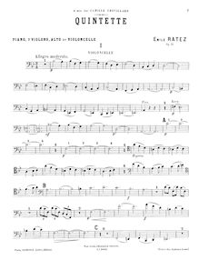Partition violoncelle, Piano quintette, Op.31, B flat major, Ratez, Emile Pierre