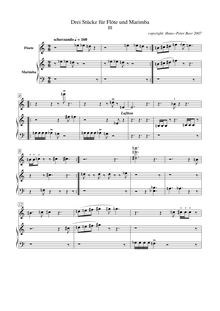 Partition , scherzando, Three pièces pour flûte et Marimba, not fixed par Hans-Peter Beer