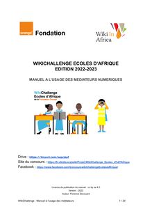 WIKICHALLENGE ECOLES D’AFRIQUE  EDITION 2022-2023 - MANUEL A L’USAGE DES MEDIATEURS NUMERIQUES