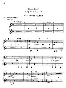 Partition trompette 1/2 (F, plus B? transposed), Requiem en D minor