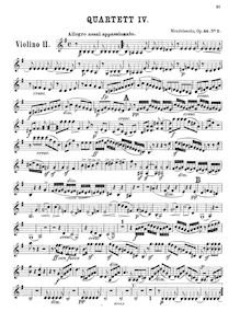 Partition violon 2, corde quatuor No.4, Op.44 No.2, E minor, Mendelssohn, Felix