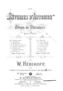 Partition complète, Rêveries d’automne, Op.8, Album de Miniatures par Vladimir Rebikov