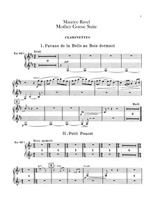 Partition clarinette 1/2 (B♭, A), Ma Mère l Oye (cinq pièces enfantines)