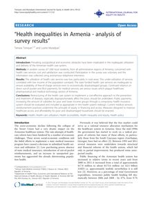 “Health inequalities in Armenia - analysis of survey results”