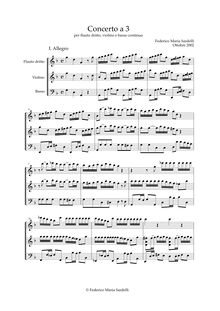 Partition complète, Concerto a 3 per flauto, violon e basso, Sardelli, Federico Maria