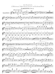 Partition clarinette 1, 2 (A, B♭, C), Musik zu Ein Sommernachtstraum