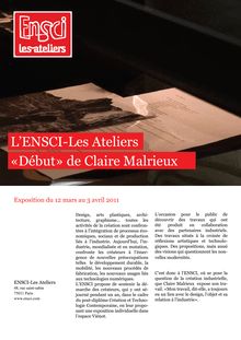 «Début» de Claire Malrieux L ENSCI-Les Ateliers