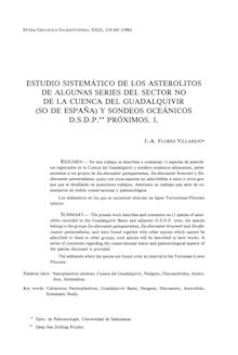 Estudio sistemático de los asterolitos de algunas series del sector NO de la Cuenca del Guadalquivir (SO de España) y sondeos oceánicos D.S.D.P. Próximos I.