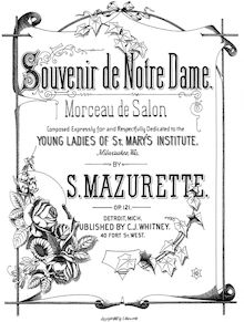 Partition complète, Souvenir de Notre Dame, Morceau de salon, Mazurette, Salomon