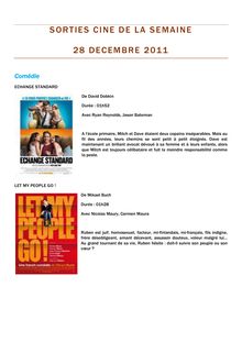 Sorties cinéma de la semaine du 28 décembre 2011