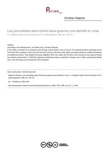 Les journalistes dans l entre-deux-guerres une identité en crise - article ; n°1 ; vol.47, pg 158-175