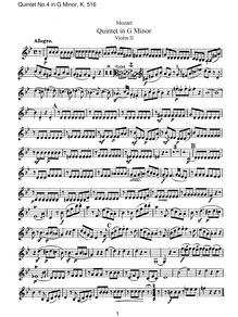 Partition violon II, corde quintette No.4, G minor, Mozart, Wolfgang Amadeus