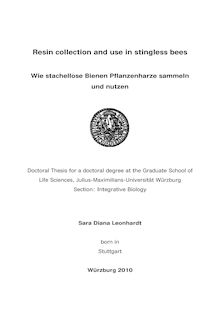 Resin collection and use in stingless bees [Elektronische Ressource] = Wie stachellose Bienen Pflanzenharze sammeln und nutzen / Sara Diana Leonhardt
