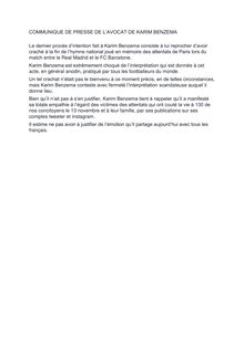Benzema : Le communiqué de son avocat après le crachat