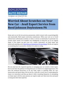 Worried About Scratches on Your New Car - Avail Expert Service from Reed Johnson Doylestown PA