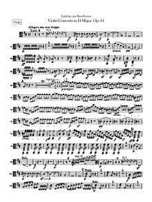 Partition altos, violon Concerto, D Major, Beethoven, Ludwig van