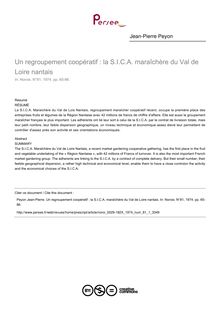 Un regroupement coopératif : la S.I.C.A. maraîchère du Val de Loire nantais - article ; n°1 ; vol.81, pg 65-86