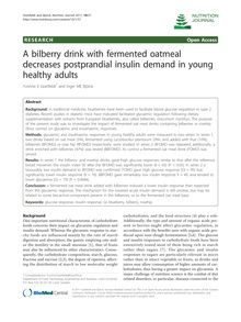 A bilberry drink with fermented oatmeal decreases postprandial insulin demand in young healthy adults
