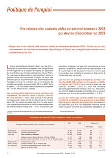 Une relance des contrats aidés au second semestre 2008 qui devrait s accentuer en 2009