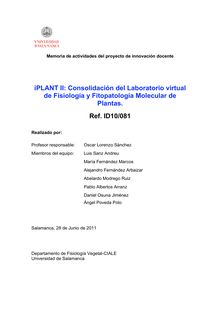 iPLANT II: Consolidación del Laboratorio virtual de Fisiología y Fitopatología Molecular de Plantas