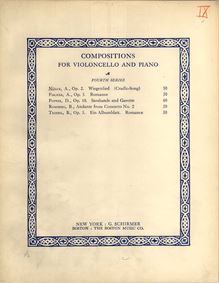 Partition couverture couleur, Wiegenlied pour violoncelle et Piano, Op.2