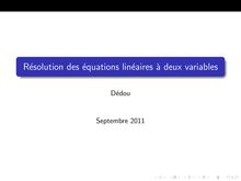 Resolution des equations lineaires a deux variables