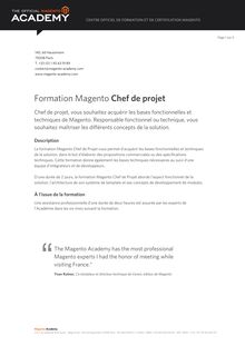 Formation Magento Chef de projet - Plan de cours