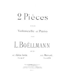 Partition Score (Piano), 2 Pièces, Op.31, Deux pièces pour violoncelle et piano