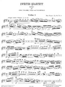 Partition parties complètes, corde quatuor No.1, Op.54/2, Reger, Max par Max Reger