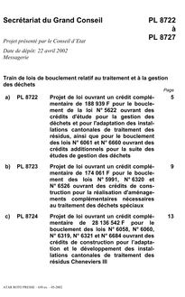 PL 8722 - ouvrant un crédit complémentaire de 188 939F pour le  bouclement de la loi N° 5622 ouvrant