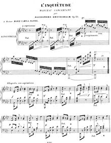 Partition complète, L’Inquiètude, Op.29, Morceau de Concert, Dreyschock, Alexander