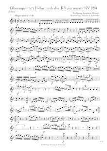 Partition violon, Piano Sonata No.2, F major, Mozart, Wolfgang Amadeus