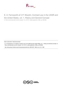 E. A. Farnsworth et V.P. Mozolin, Contract Law in the USSR and the United States, vol. 1, History and General Concept - note biblio ; n°3 ; vol.40, pg 665-666