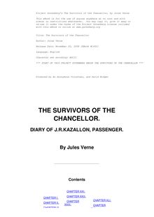 The Survivors of the Chancellor, diary of J.R. Kazallon, passenger