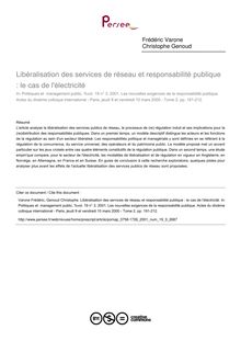 Libéralisation des services de réseau et responsabilité publique : le cas de l électricité - article ; n°3 ; vol.19, pg 191-212