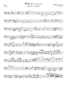 Partition viole de basse, basse clef,  No.1 pour 2 violes de gambe et orgue