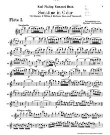 Partition flûte 1, Sonatina en C major, C major, Bach, Carl Philipp Emanuel