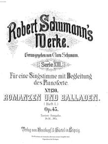 Partition complète, Romanzen und Balladen, Vol.I, Op.45, Schumann, Robert