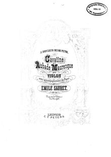 Partition violon et partition de piano, Cavatine et Aubade mauresque, Op.25
