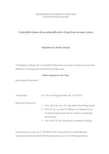 Controlled release of an antiproliferative drug from coronary stents [Elektronische Ressource] / Magdalena K. Renke-Gluszko