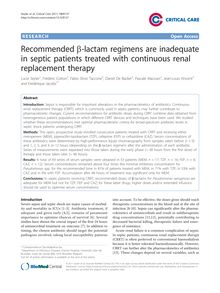 Recommended β-lactam regimens are inadequate in septic patients treated with continuous renal replacement therapy