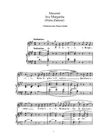 Partition complète (A Major: haut voix et piano), Ave Margarita!