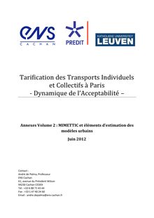 Tarification des transports individuels et collectifs à Paris. Dynamique de l acceptabilité. : C